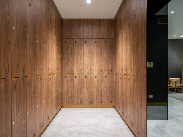 Sleek Woodgrain Smart Lockers