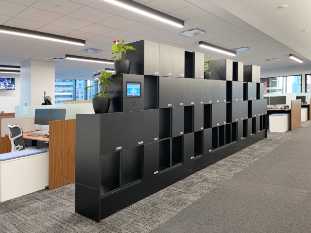 Black Touchscreen Smart Locker Wall Partition