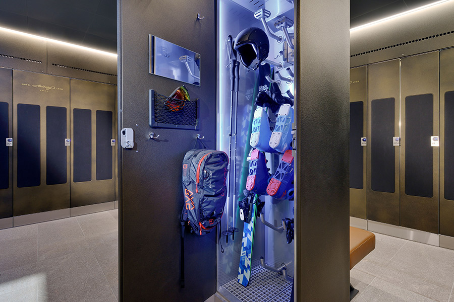 Inside a ski locker