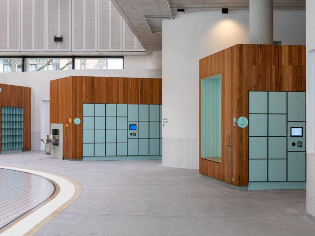 Teal Lockers for Aquatic Locker Room